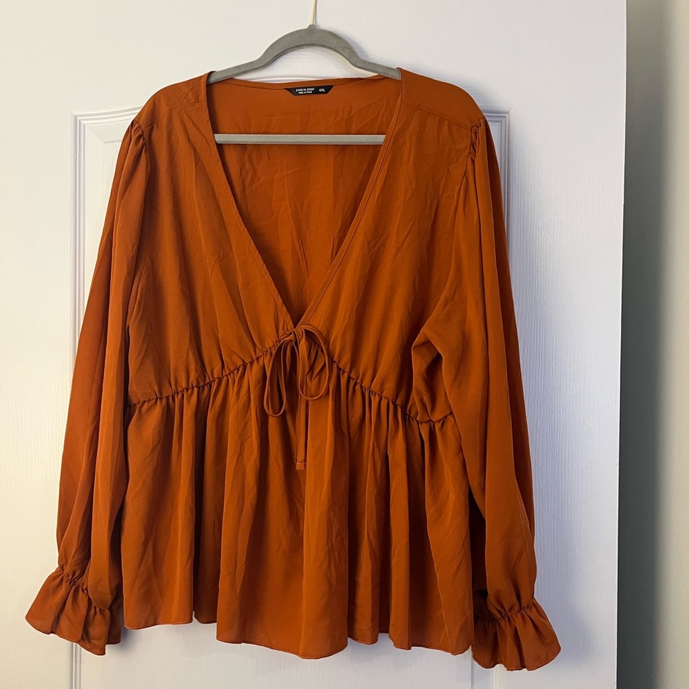 Shein V-Neck Blouse with Cinched Waist